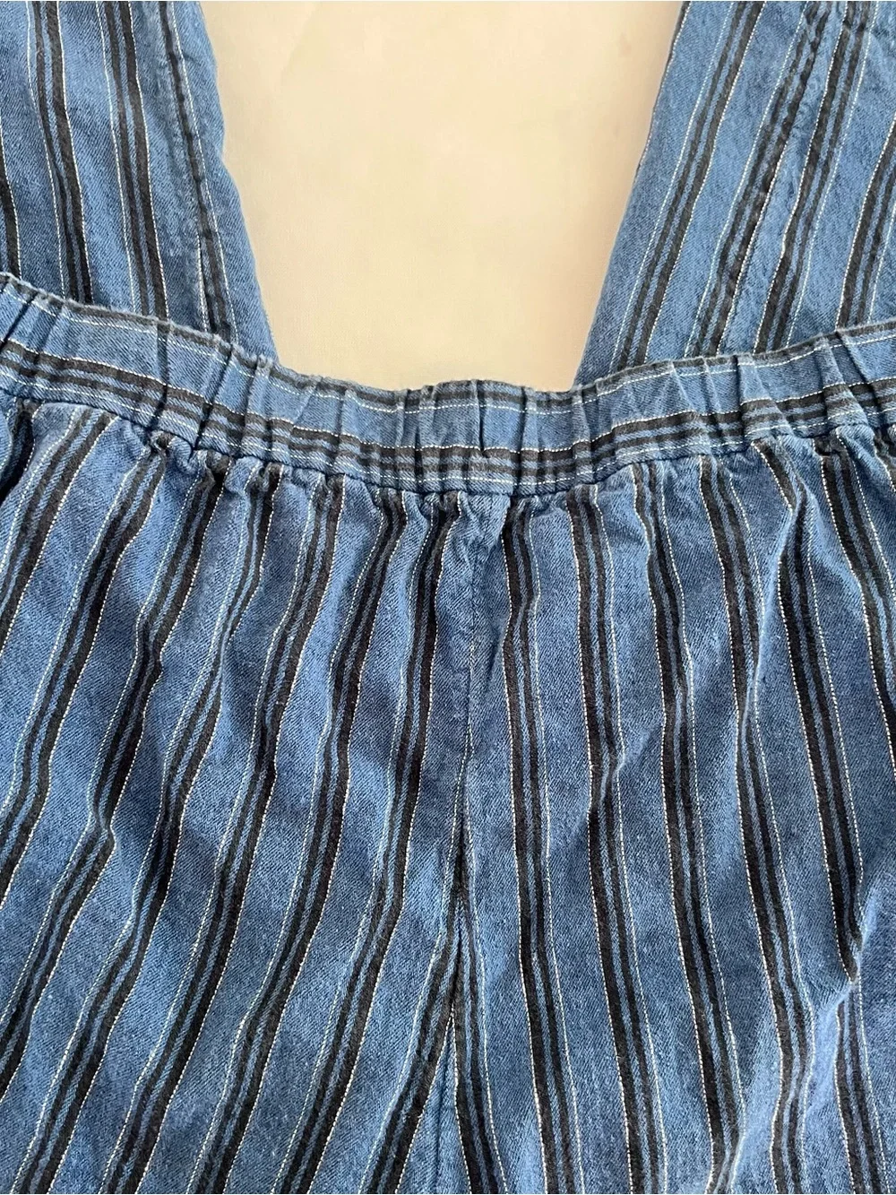 Banana Republic Blue Striped Women Linen and Cotton Rowan Wide Leg Pants